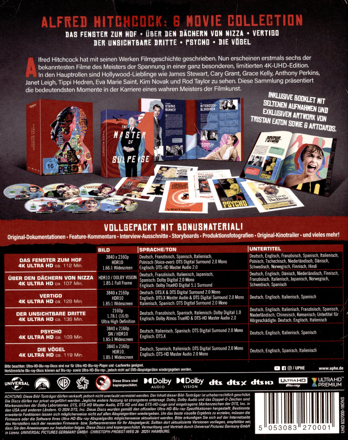 Alfred Hitchcock Collector's Edition - 6-Filme - Limited Collector's Edition  (6 4K Ultra HDs)  (Blu-ray 4K Ultra HD)