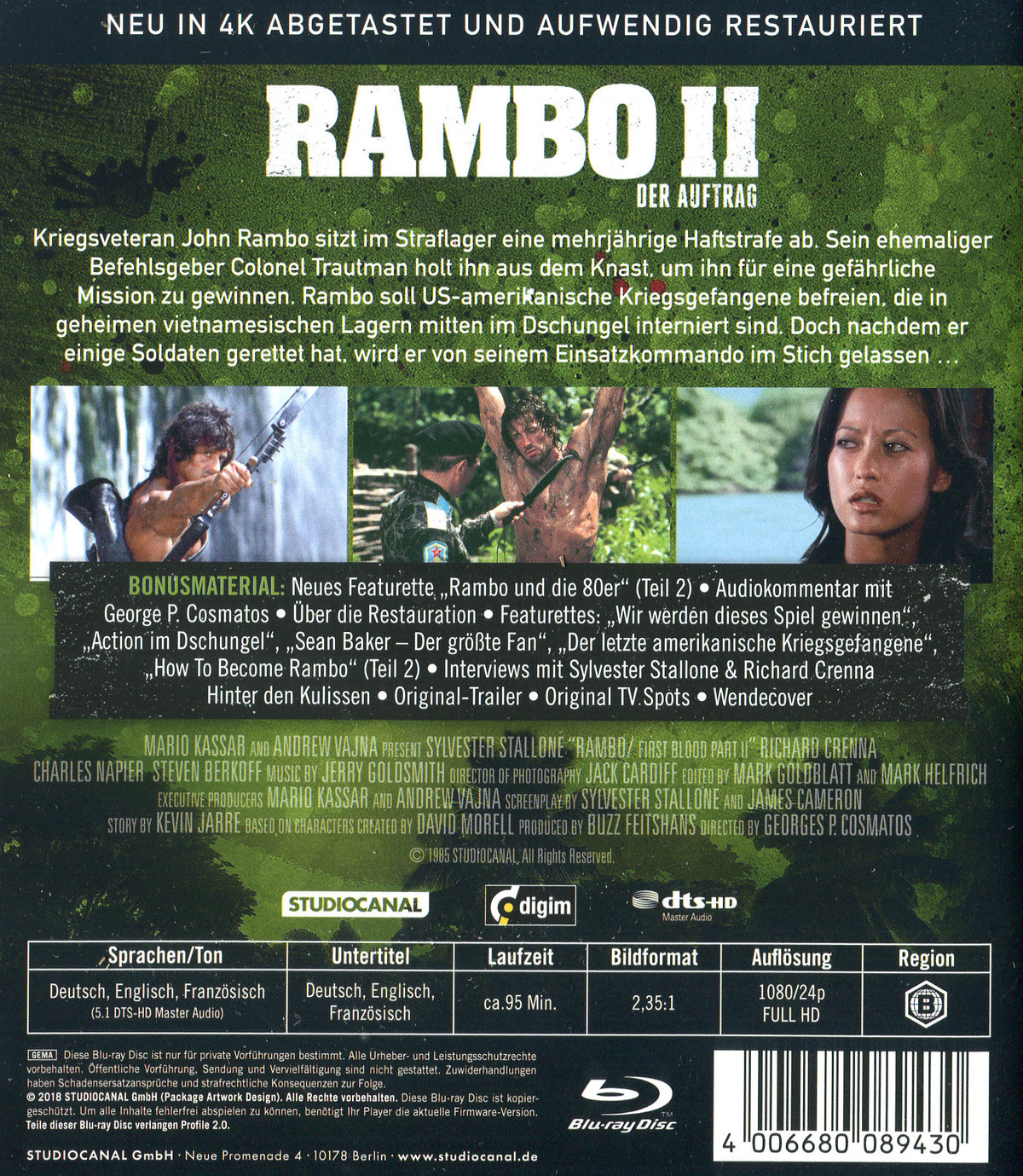 Rambo 2 - Der Auftrag - Uncut (blu-ray)