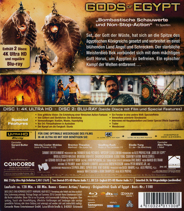 Gods Of Egypt  (4K Ultra HD) (+ Blu-ray)  (Blu-ray 4K Ultra HD)