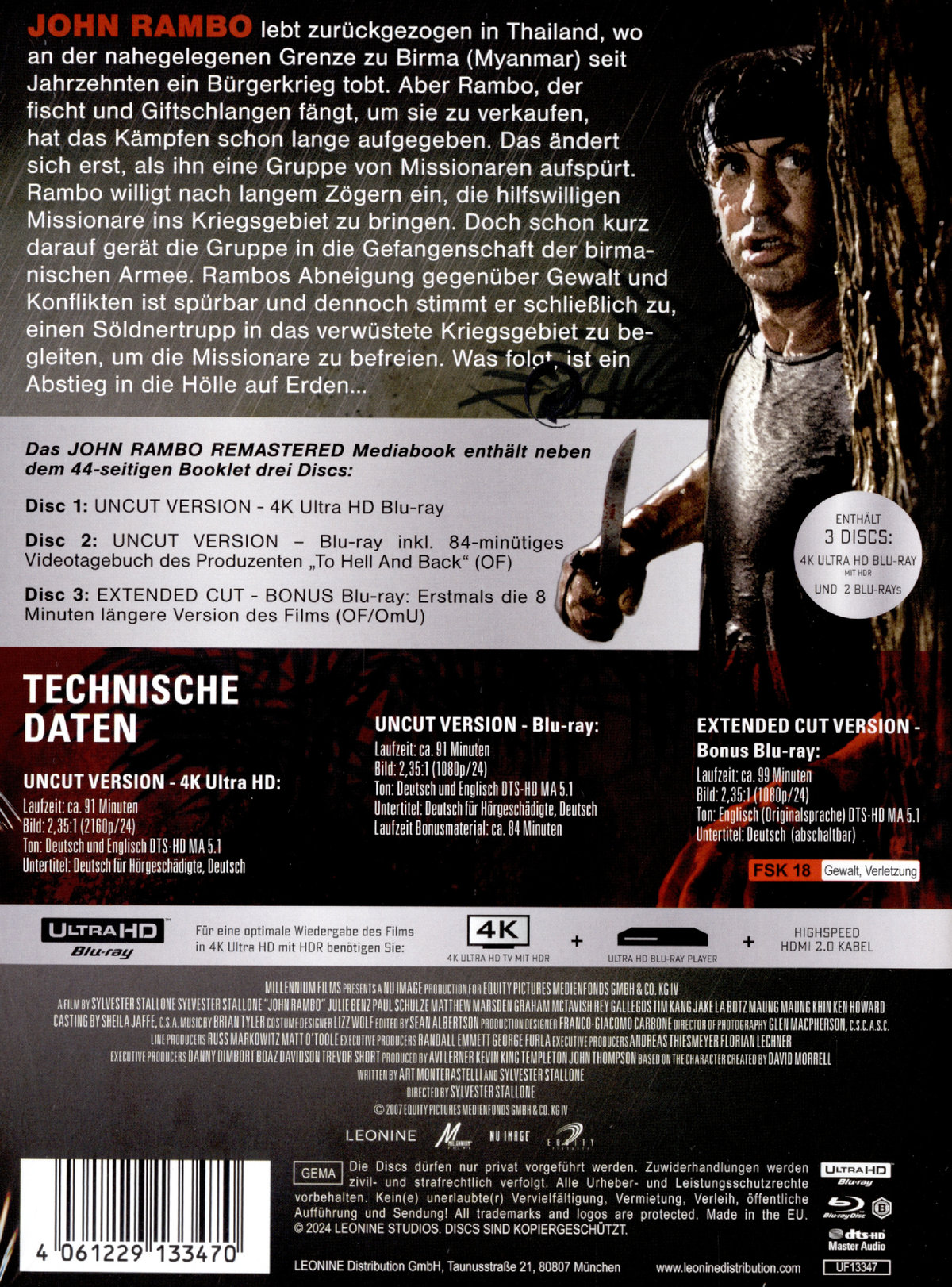 John Rambo - Limited Mediabook Edition  (4K Ultra HD+blu-ray)  (überarbeiterte Version)