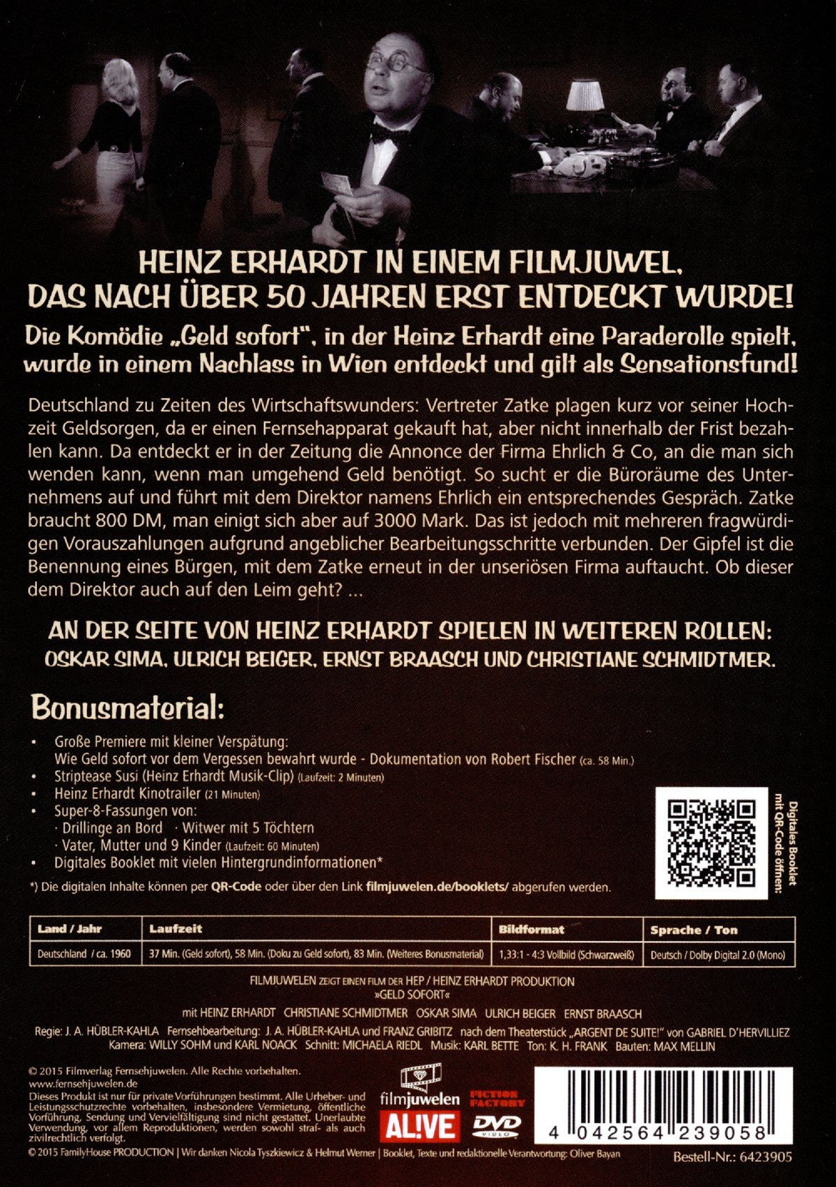 Heinz Erhardt: Geld sofort (inkl. Doku: Die Geschichte hinter "Geld sofort") (Neuauflage)  (DVD)