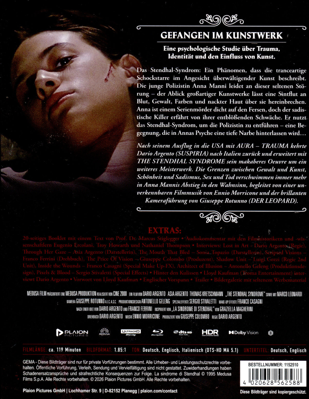 The Stendhal Syndrome - Uncut Mediabook Edition  (4K Ultra HD+blu-ray)