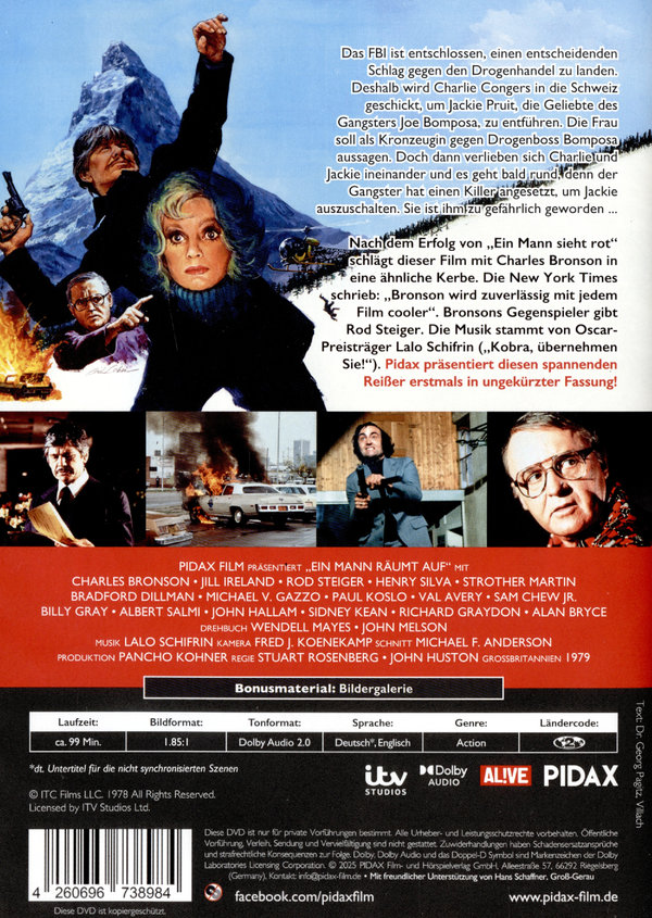 Ein Mann räumt auf (Love and Bullets) - Ungekürzte Fassung / Spannender Thriller mit Charles Bronson ERSTMALS IN UNGEKÜRZTER FASSUNG (Pidax Film-Klassiker)  (DVD)