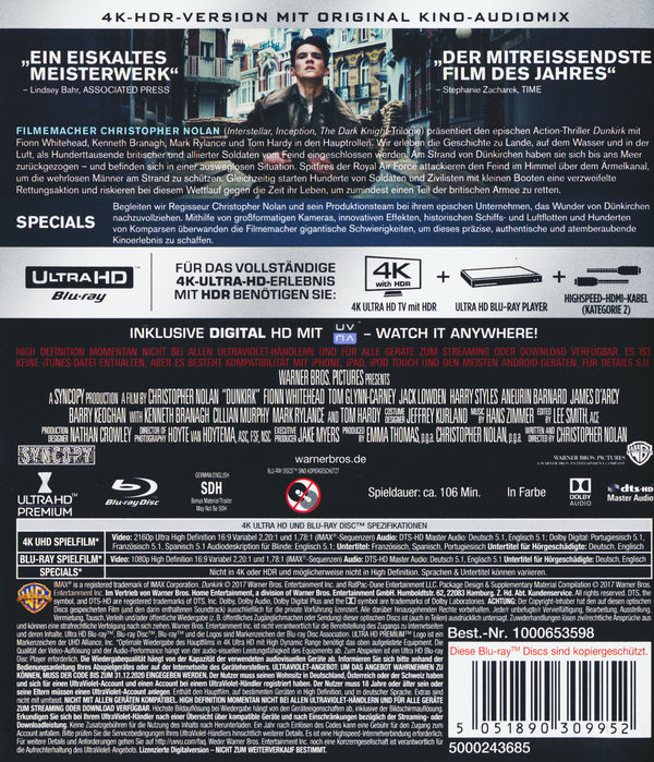 Dunkirk  (4K Ultra HD) (+ Blu-ray) (+ Bonus-Disc)  (Blu-ray 4K Ultra HD)