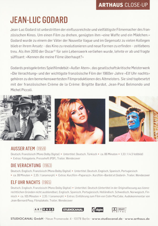 Jean-Luc Godard - Arthaus Close-Up  [3 DVDs]  (DVD)