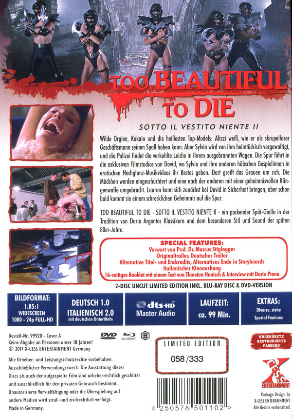 Too Beautiful to Die - Sotto il vestitio niente 2 - Uncut Mediabook Edition (DVD+blu-ray) (A)