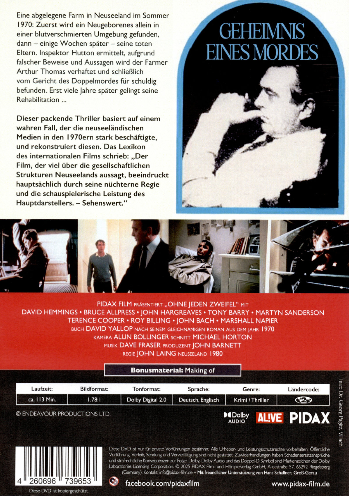 Ohne jeden Zweifel (Beyond Reasonable Doubt) / Packender Thriller über einen wahren Kriminalfall aus Neuseeland (Pidax Film-Klassiker)  (DVD)