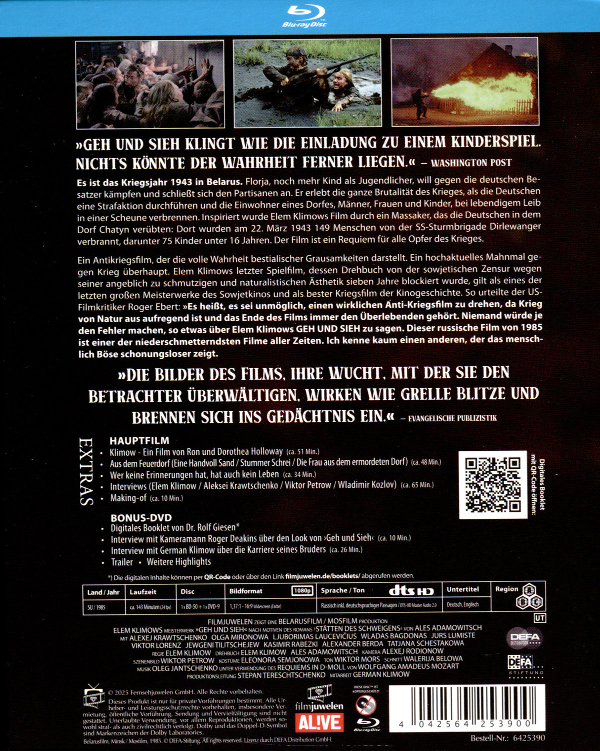Geh und sieh (inkl. Bonus-DVD) (DEFA Filmjuwelen) (Komm und sieh)  (Blu-ray Disc)