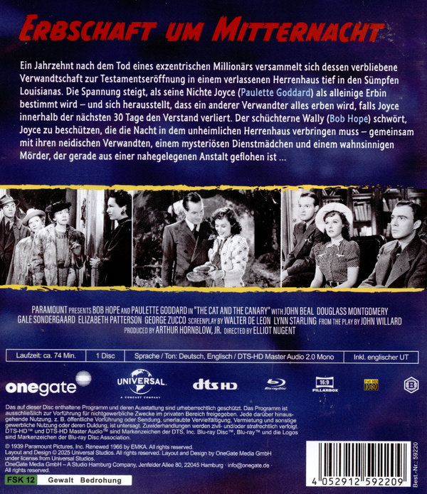 Erbschaft um Mitternacht (The Cat and the Canary)  (Blu-ray Disc)
