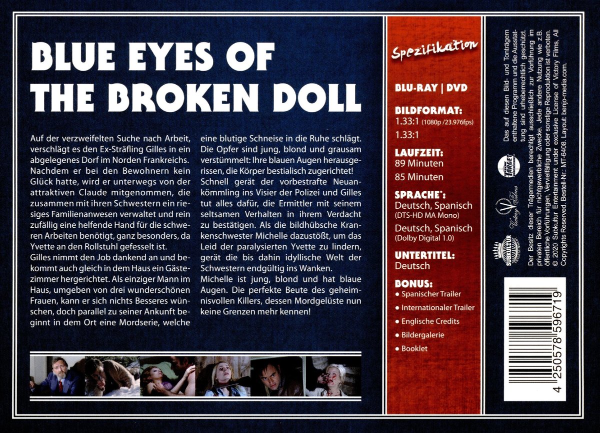 Blue Eyes of the Broken Doll - Paul Naschy - Legacy of a Wolfman (DVD+blu-ray)