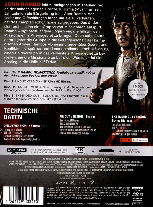 John Rambo - Limited Mediabook Edition  (4K Ultra HD+blu-ray)  (überarbeiterte Version)