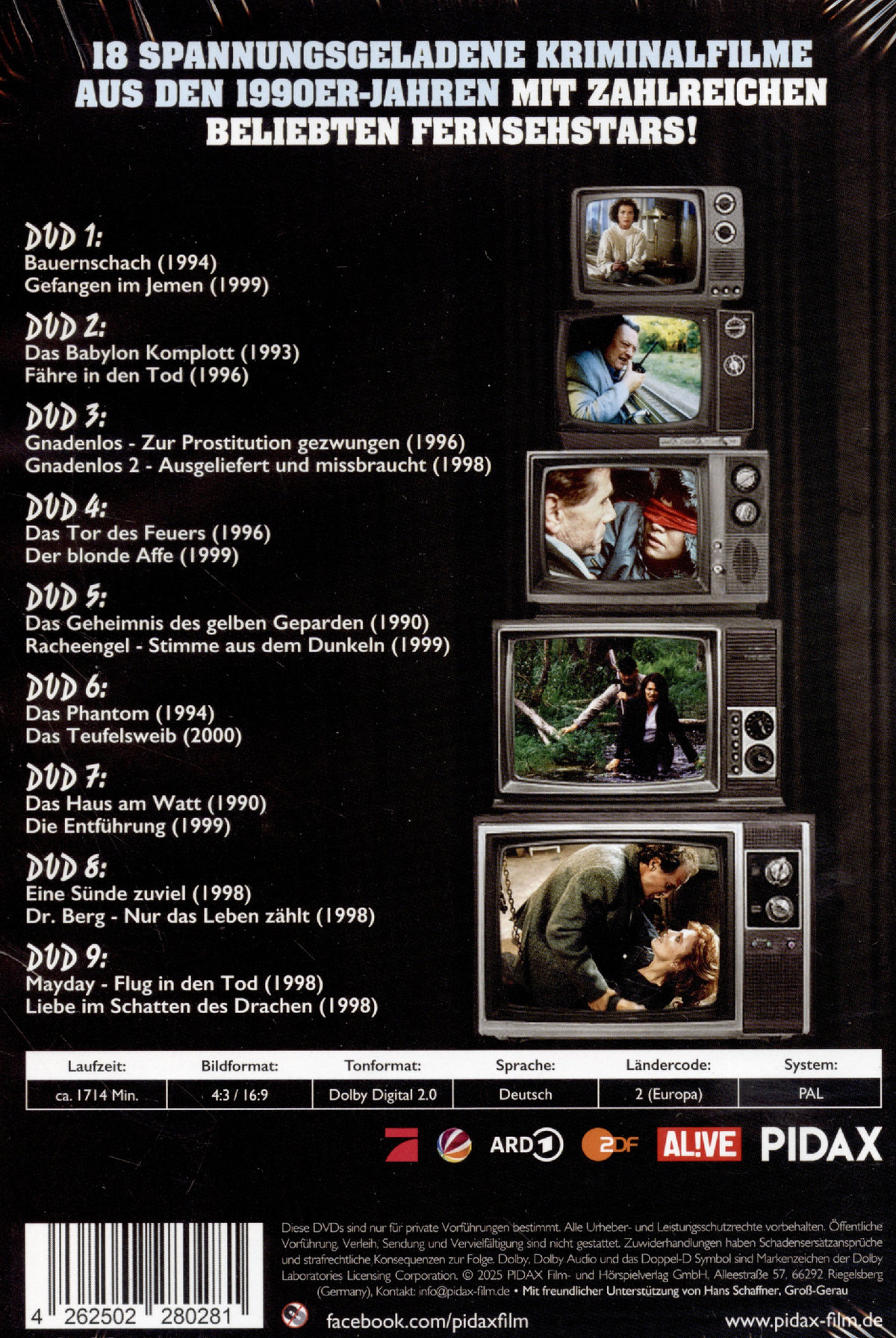 Das große Krimi-Archiv, Vol. 3 / 18 spannungsgeladene Kriminalfilme aus den 90er-Jahren mit zahlreichen beliebten Fernsehstars!  [9 DVDs]  (DVD)