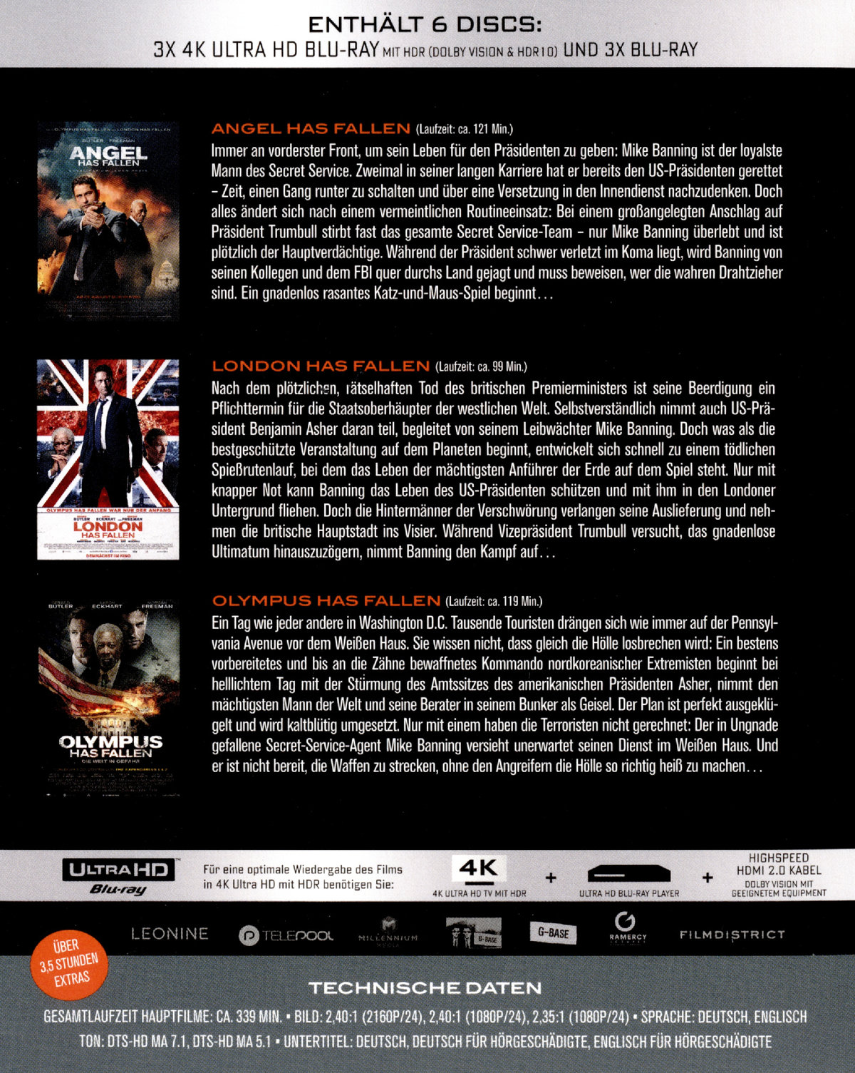 Olympus Has Fallen/London Has Fallen/Angel Has Fallen (4K Ultra HD+blu-ray)
