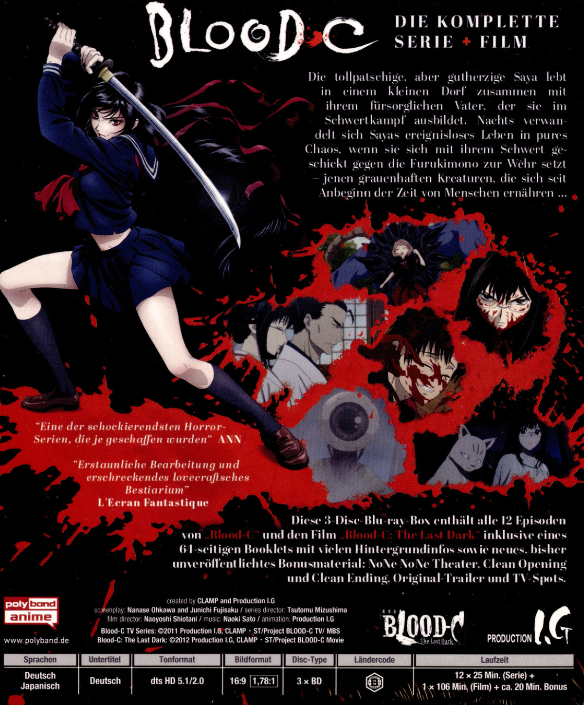 Blood C - Die komplette Serie plus der Film: The Last Dark  [3 BRs]  (Blu-ray Disc)