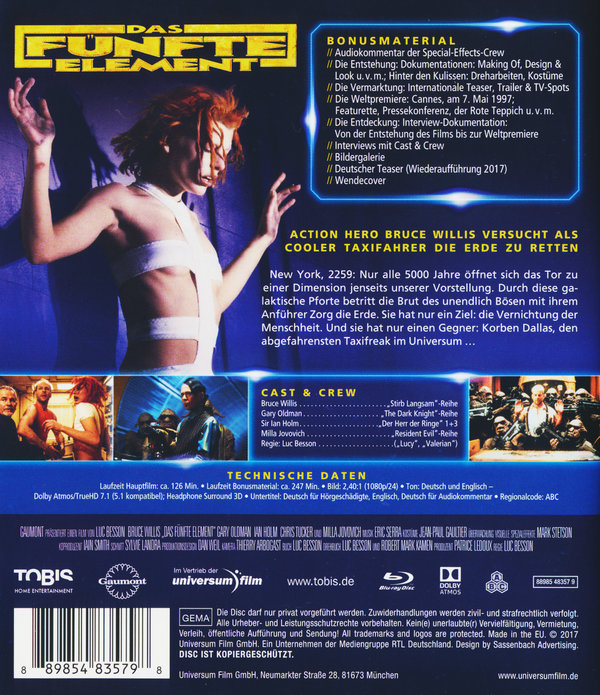 Fünfte Element, Das - Remastered Edition (blu-ray)
