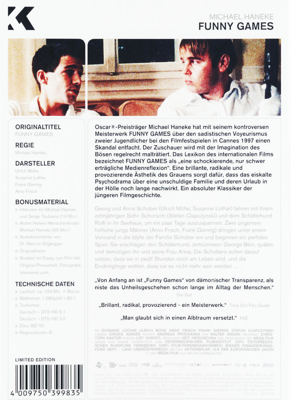 Funny Games - Kino Kontrovers Mediabook (blu-ray)