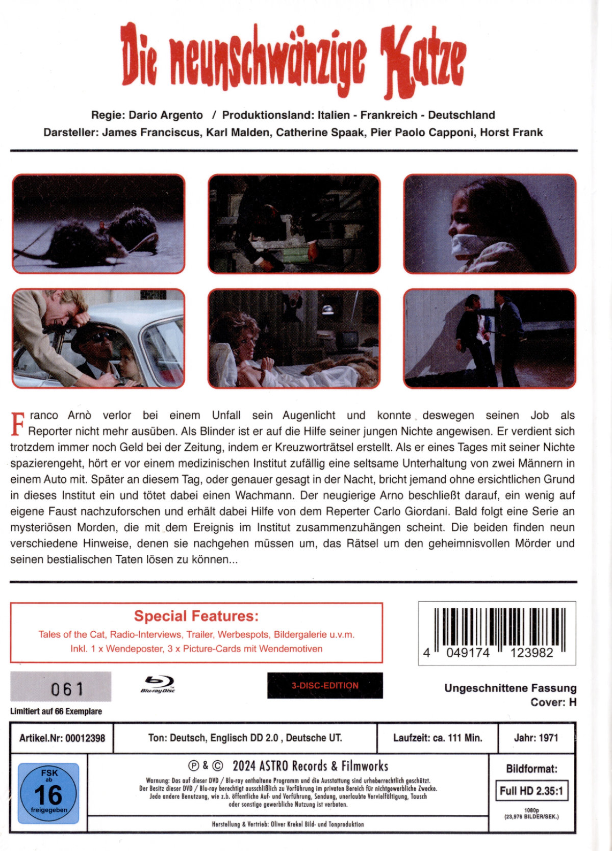 Neunschwänzige Katze, Die - Uncut Mediabook Edition  (DVD+blu-ray) (H)