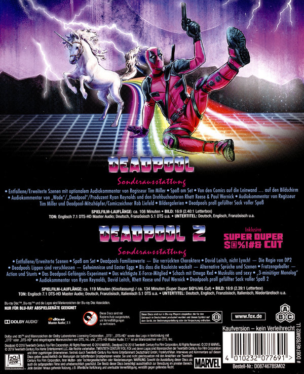 Deadpool 1+2 - Limited Ultimate Unicorn Edition (blu-ray)