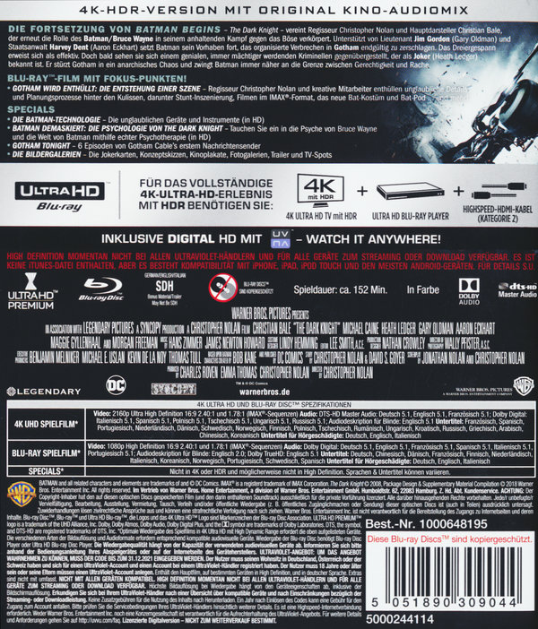 The Dark Knight  (4K Ultra HD) (+ 2 Blu-rays)  (Blu-ray 4K Ultra HD)