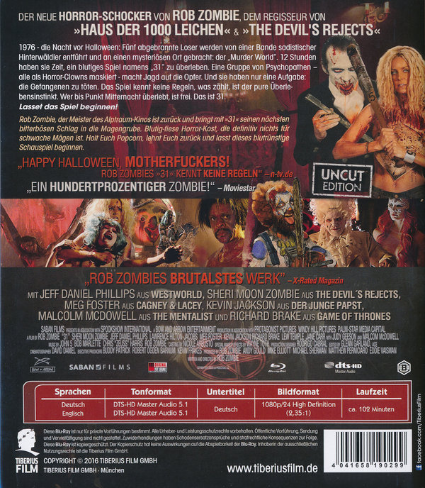 31 - A Rob Zombie Film (blu-ray)