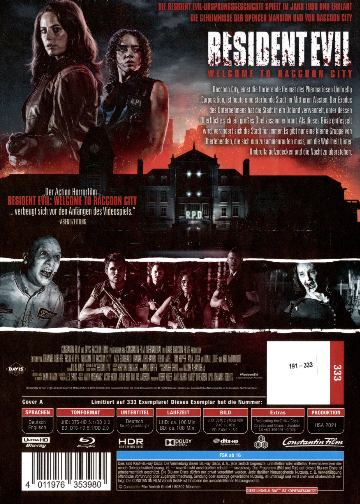 Resident Evil: Welcome to Raccoon City - Uncut Mediabook Edition (4K Ultra HD+blu-ray) (A)