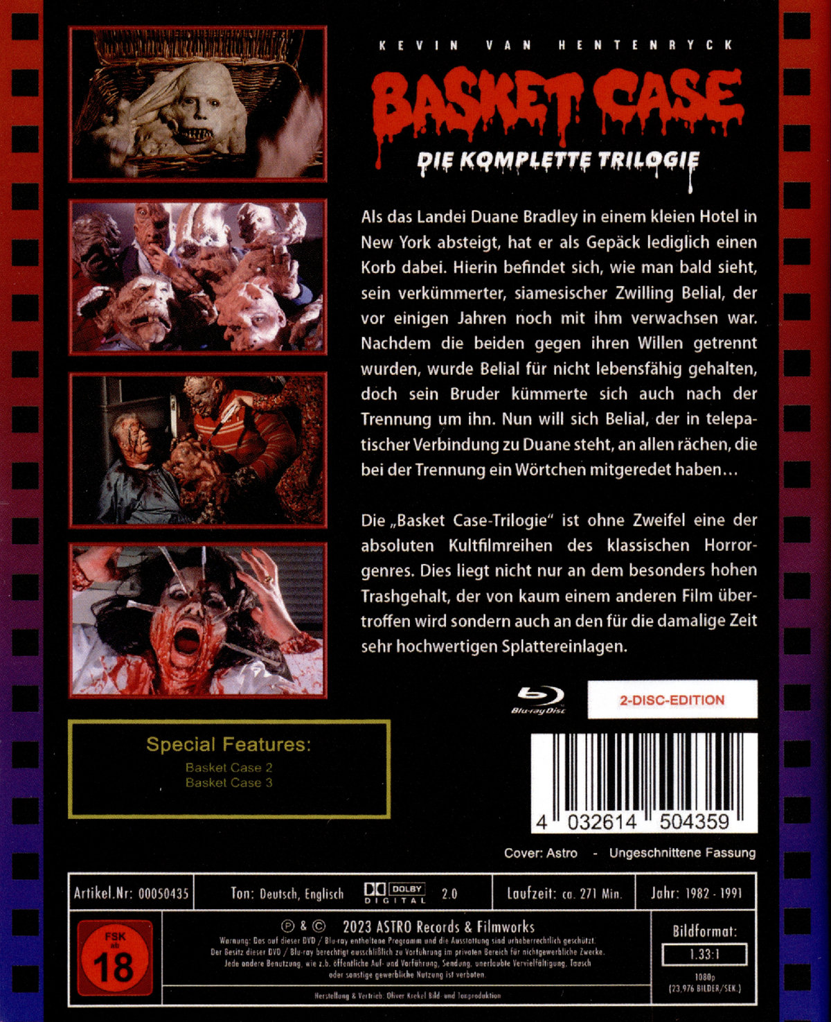 Basket Case 1-3 / 3 Filme auf 1 BD + BD Basket Case 1 (neue Version) - Astro Design (Blu-ray Disc)