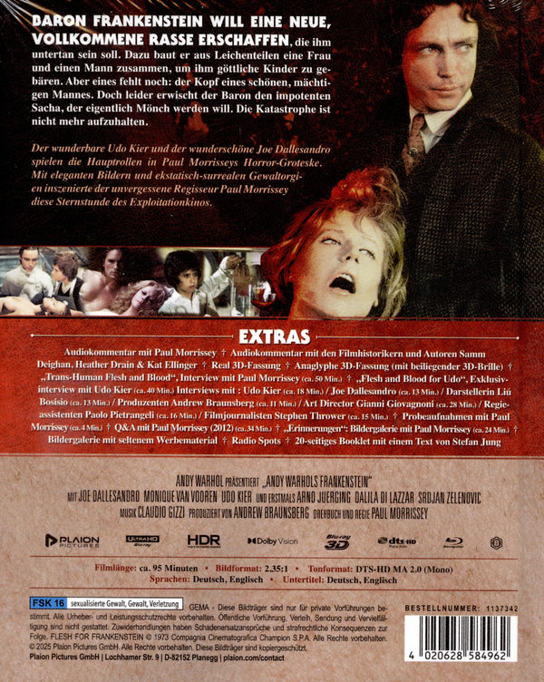 Andy Warhols Frankenstein - Uncut Mediabook Edition  (4K Ultra HD+blu-ray) (B) Andy Warhols Frankenstein - Uncut Mediabook Edition  (4K Ultra HD+blu-ray) (B)