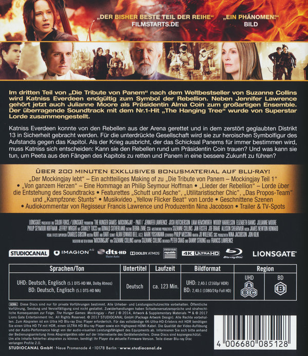 Die Tribute von Panem - Mockingjay 1  (4K Ultra-HD) (+ Blu-ray)