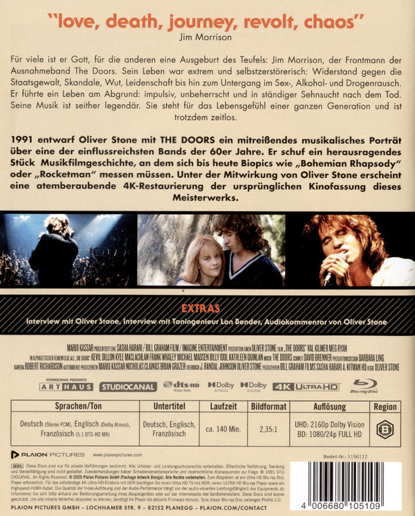 The Doors - Kinofassung  (4K Ultra HD) (+ Blu-ray) The Doors - Kinofassung  (4K Ultra HD) (+ Blu-ray)
