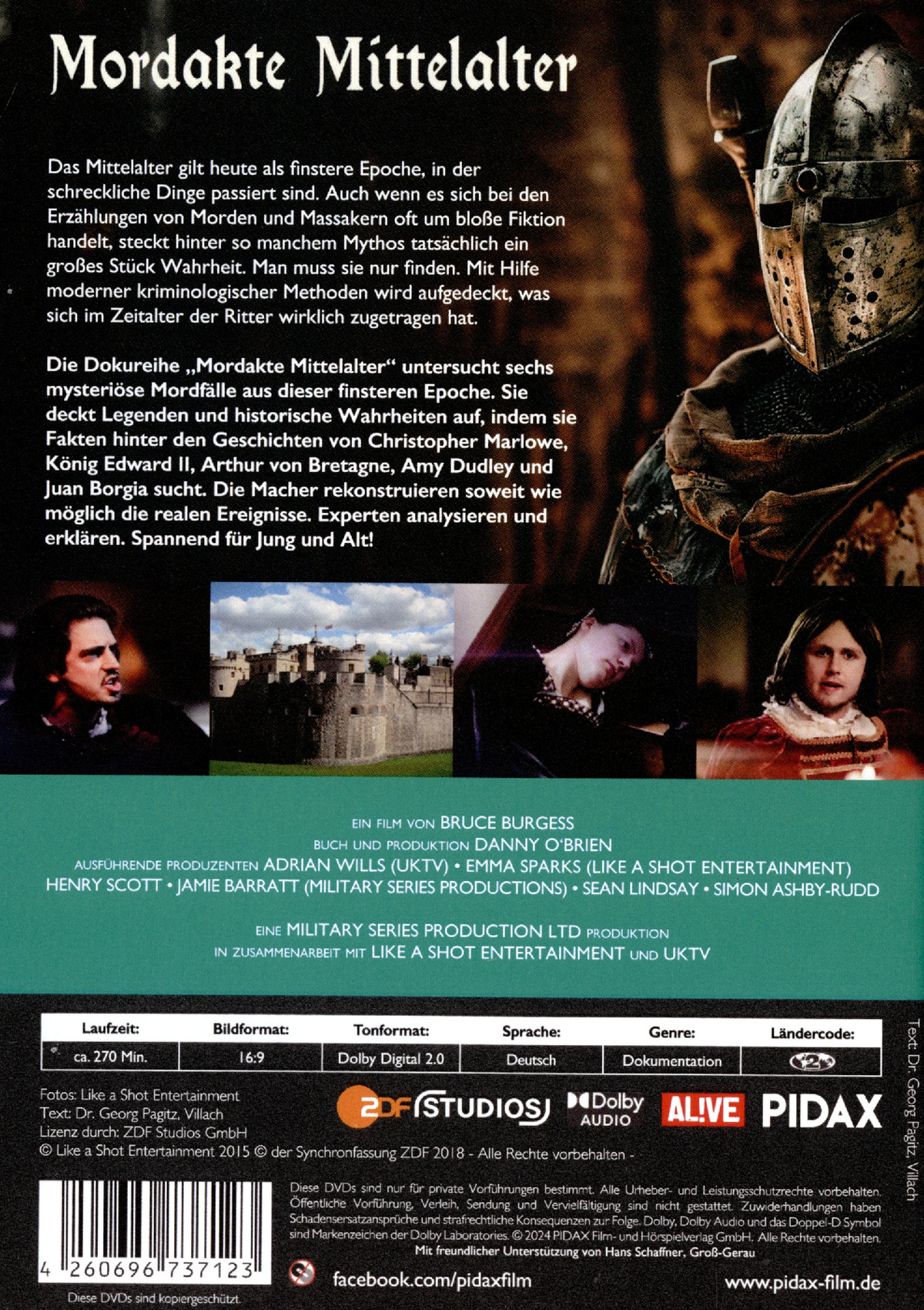 Mordakte Mittelalter / Die komplette 6-teilige Dokureihe über historische Mordfälle (Pidax Doku-Highlights)  [2 DVDs]  (DVD)