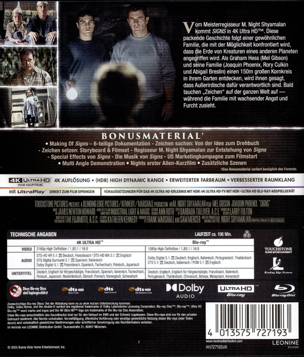 Signs - Zeichen  (4K Ultra HD) (+ Blu-ray) Signs - Zeichen  (4K Ultra HD) (+ Blu-ray)
