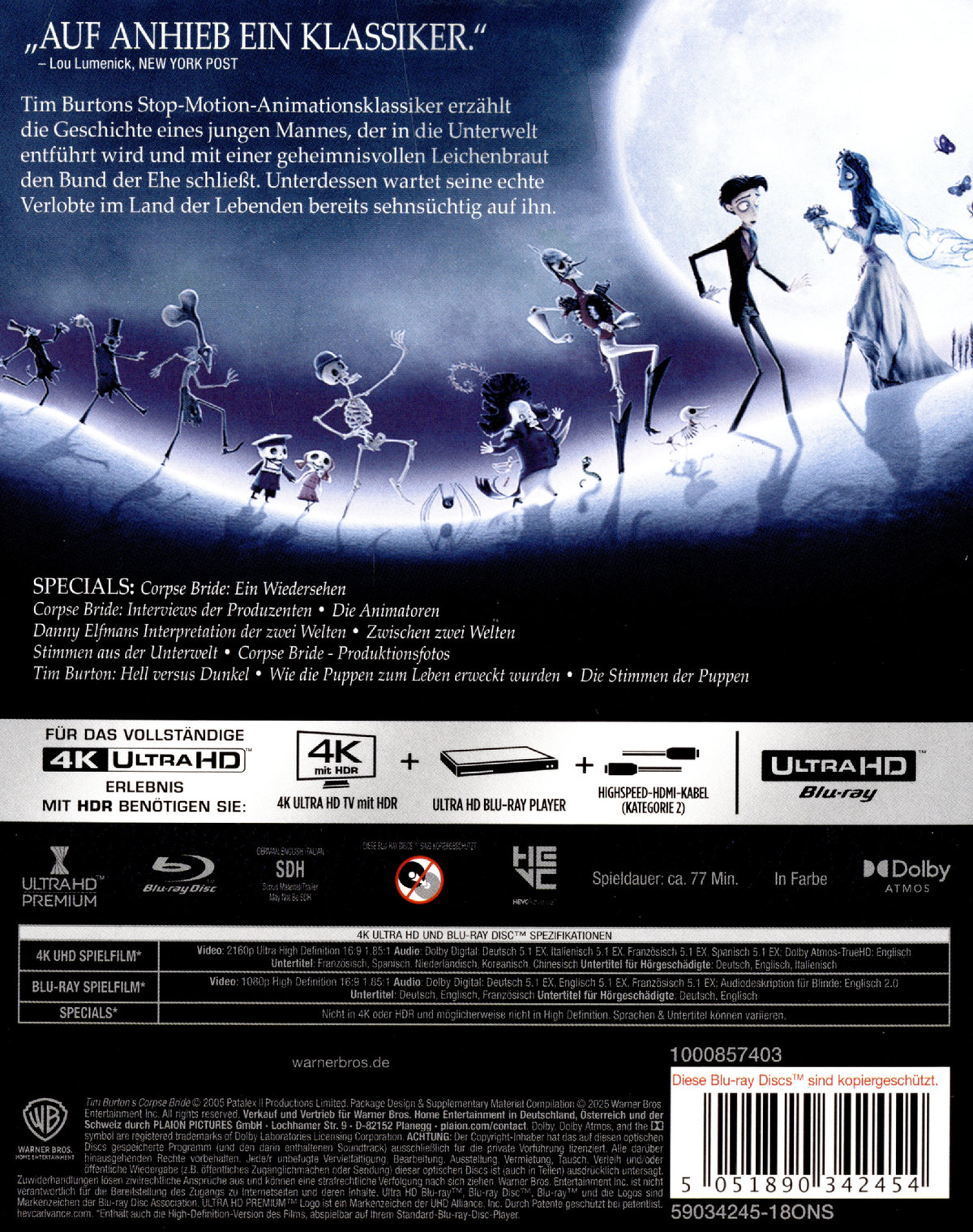 Corpse Bride – Hochzeit mit einer Leiche - Ultimate Collector's Edition  (4K Ultra HD+Blu-ray)