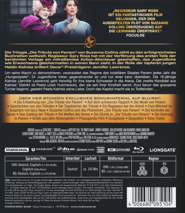 Die Tribute von Panem - The Hunger Games  (4K Ultra-HD) (+ Blu-ray)