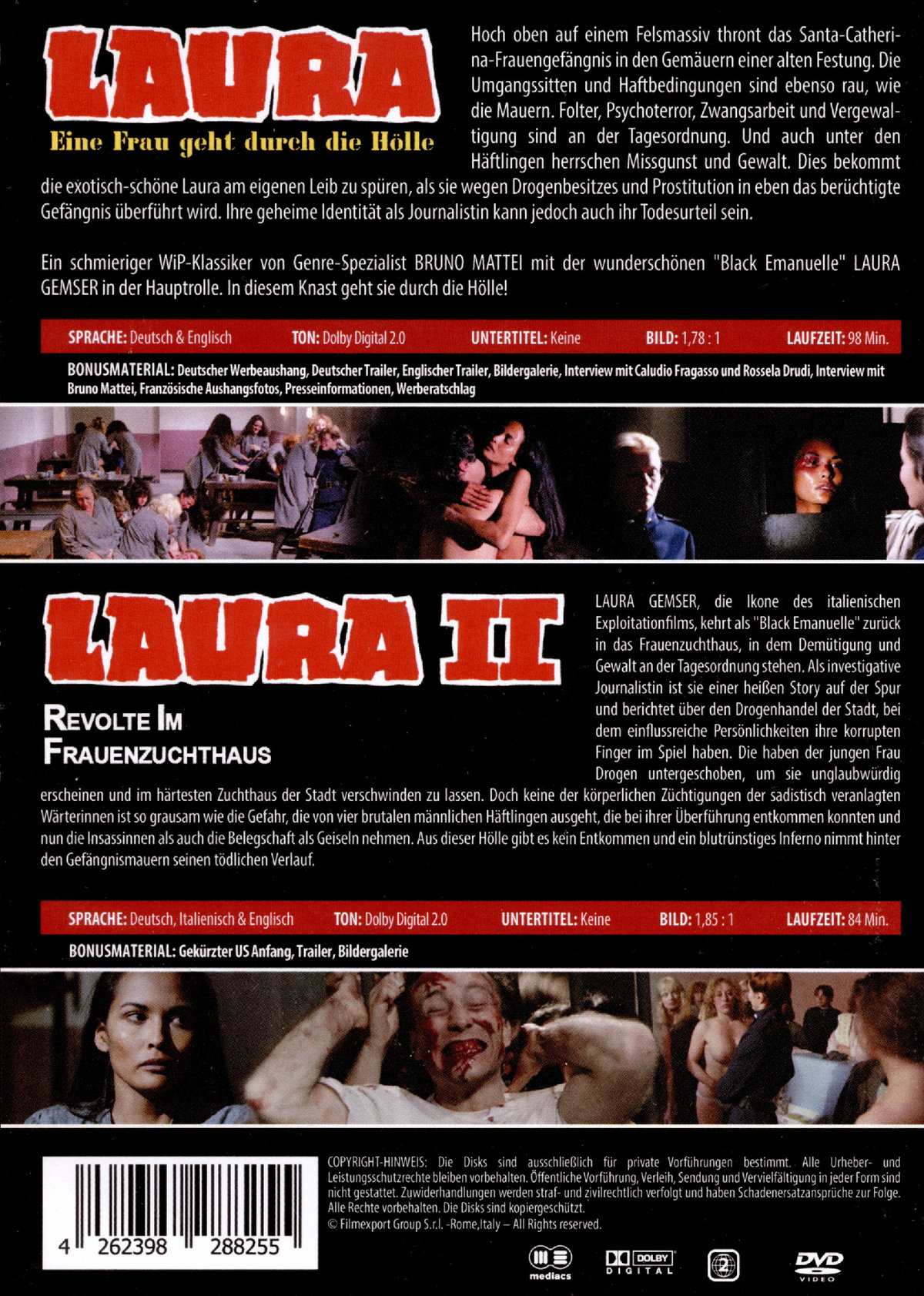 LAURA I - Eine Frau geht durch die Hölle + LAURA II - Revolte im Frauenzuchthaus - 2-Disc Frauengefängnis Uncut DVD Box  [2 DVDs]  (DVD)