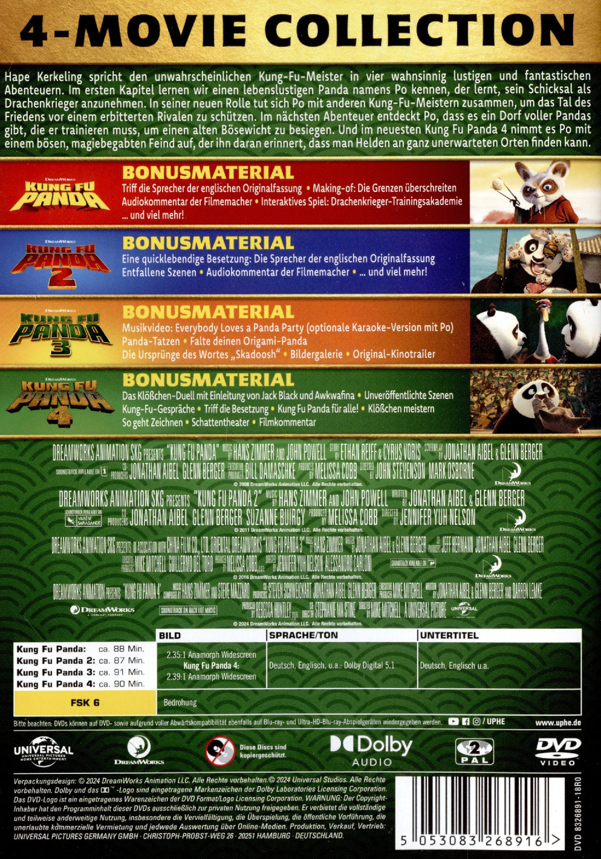 Kung Fu Panda - 1-4 Collection  [4 DVDs]  (DVD)
