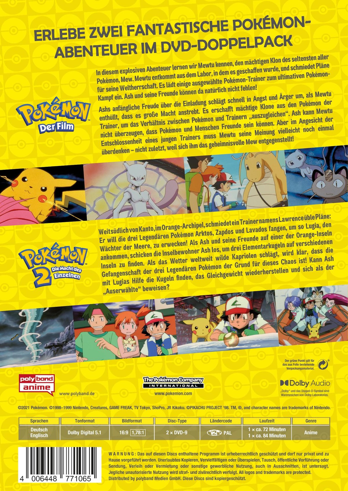 Pokémon - Der Film / Pokémon 2 - 2-Movie-Box  [2 DVDs]  (DVD)