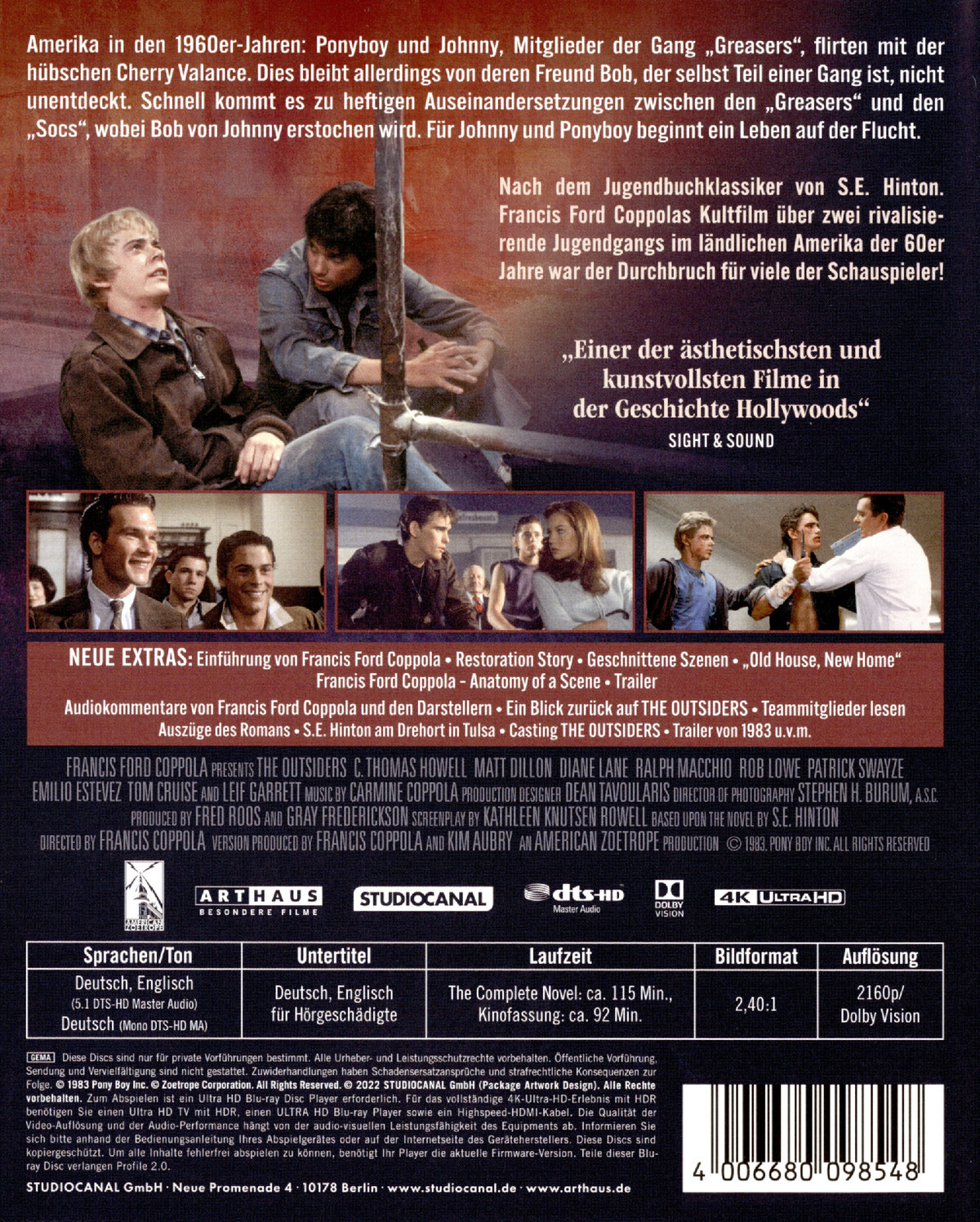 Outsiders, The - The Complete Novel (4K Ultra HD)