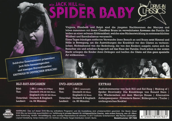 Spider Baby - Drive-In Classics Vol. 08 (DVD+blu-ray)