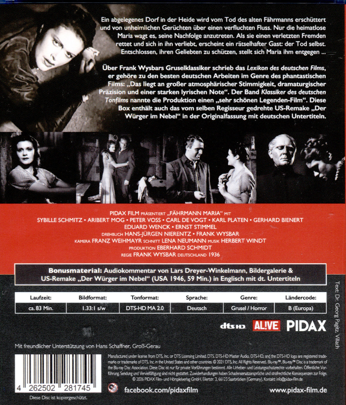 Fährmann Maria / Lange gesuchter deutscher Gruselklassiker + Bonusfilm: US-Remake „Der Würger im Nebel“ (OmU) (Pidax Film-Klassiker)  (Blu-ray Disc)