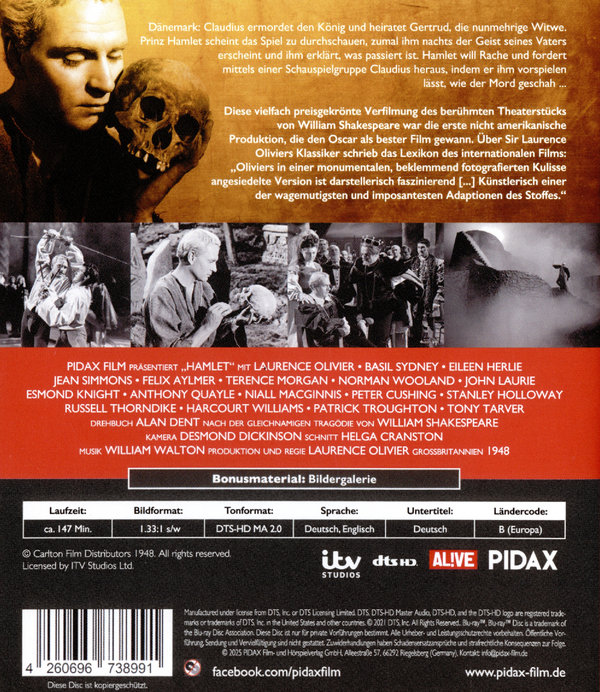 Hamlet / Oscar-preisgekrönte Shakespeare-Verfilmung mit Starbesetzung (Pidax Film-Klassiker)  (Blu-ray Disc)