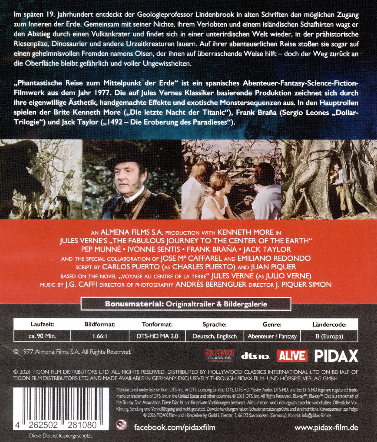 Jules Verne: Phantastische Reise zum Mittelpunkt der Erde / Aufwändige Verfilmung des Jules-Verne-Abenteuerklassiker mit Starbesetzung (Pidax Film-Klassiker)  (Blu-ray Disc)