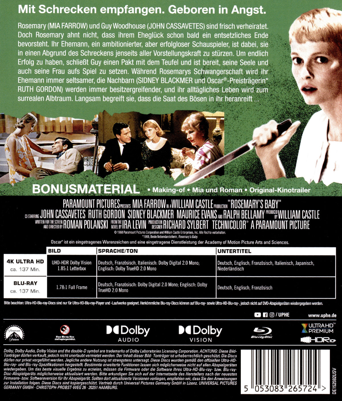 Rosemary's Baby  (+ Blu-ray)  (Blu-ray 4K Ultra HD)