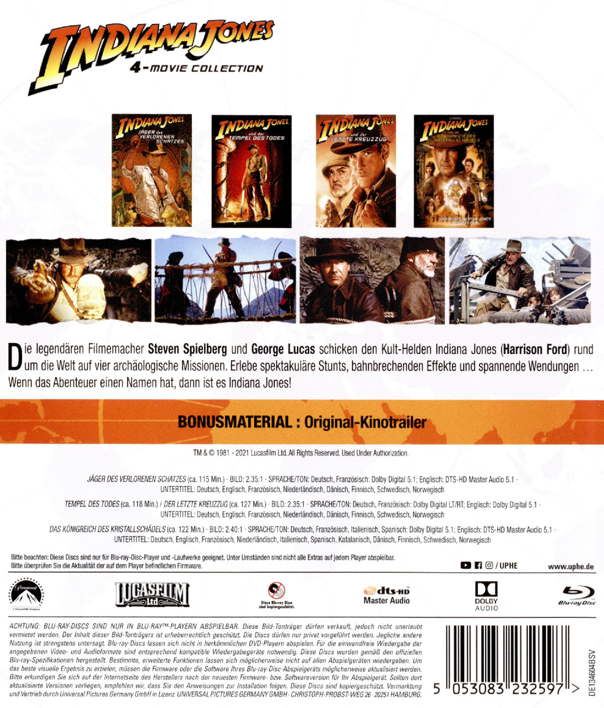 Indiana Jones 1-4 (blu-ray)