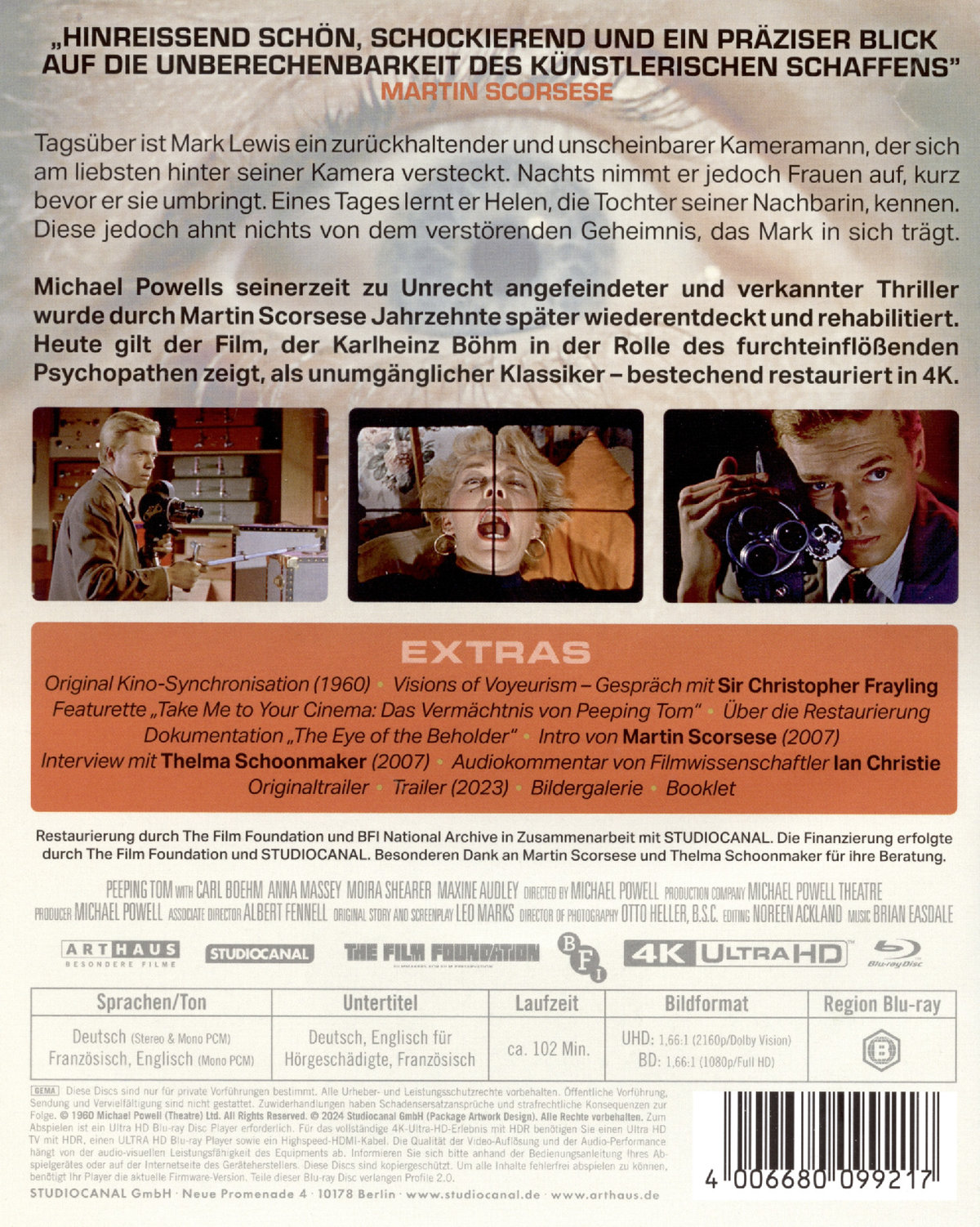 Peeping Tom - Augen der Angst Collectors Edition (4K Ultra HD) (+Blu-ray)
