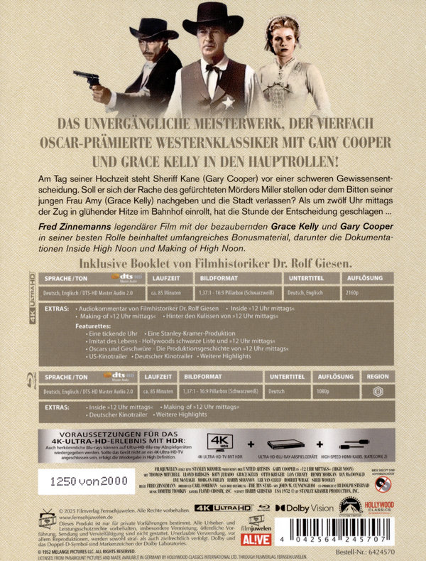 12 Uhr mittags - High Noon - Uncut Mediabook Edition  (4K Ultra HD+blu-ray)