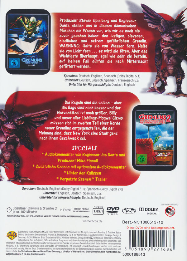 Gremlins 1+2  [2 DVDs]  (DVD)