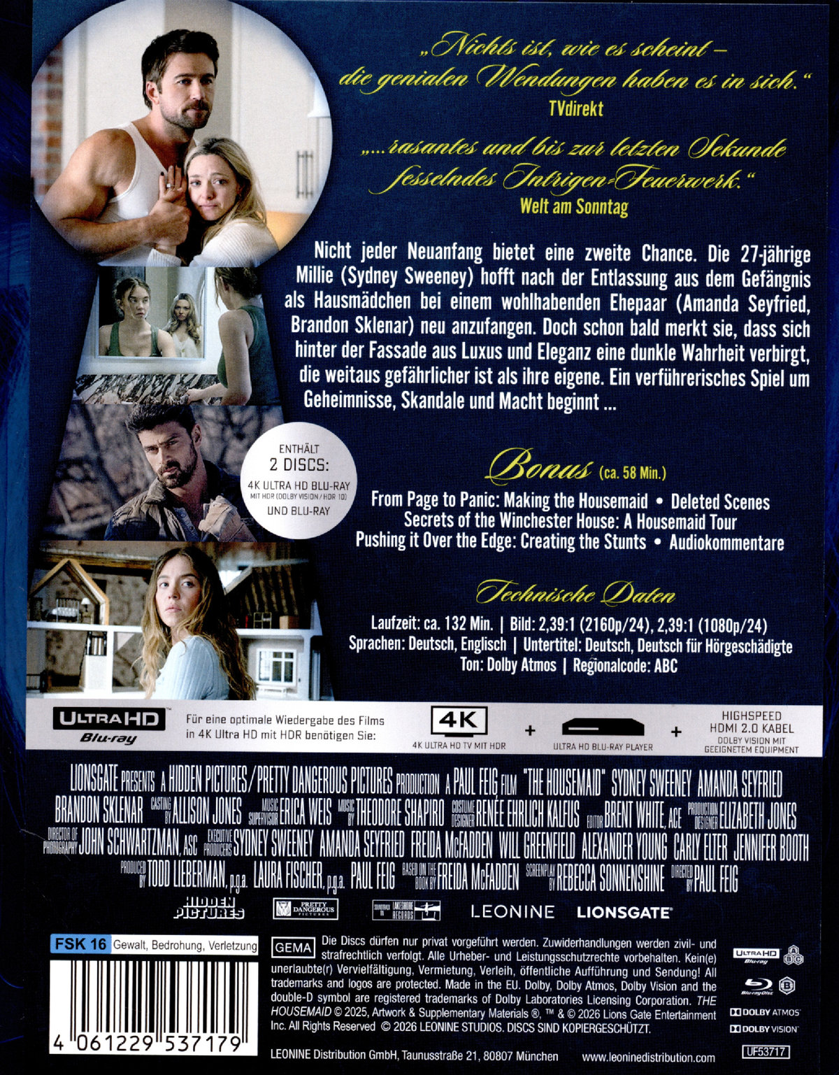 The Housemaid - Wenn sie wüsste - Limited Steelbook  (4K Ultra HD + Blu-ray)