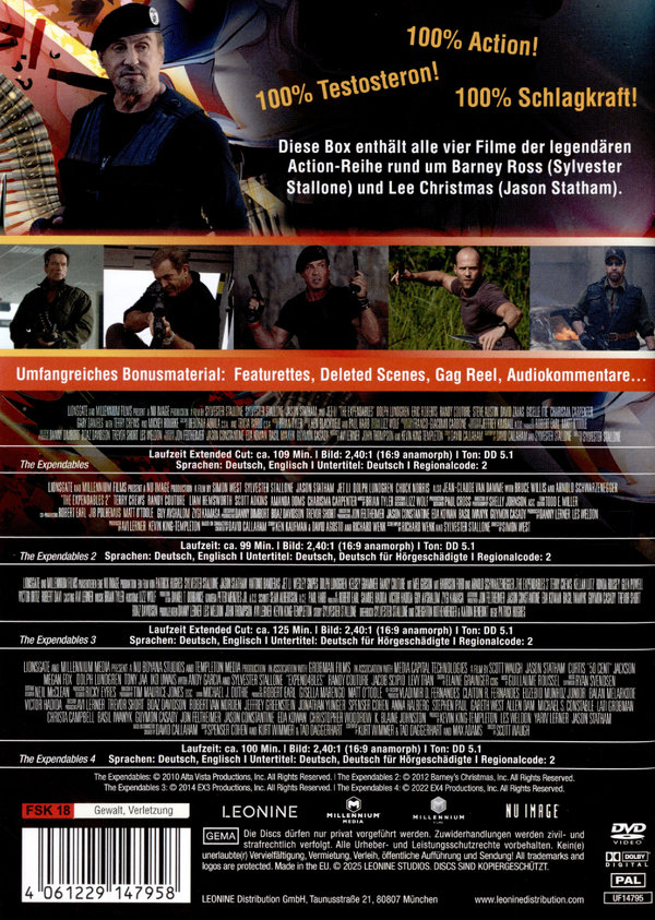 The Expendables 1-4  [4  DVDs]  (DVD)
