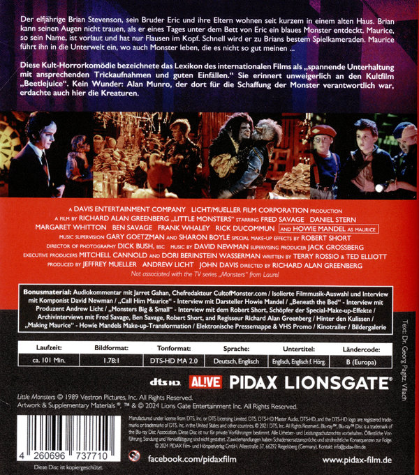 Little Monsters - Kleine Monster - Remastered Edition / Kult-Horrorkomödie mit Fred Savage (bekannt aus der Kultserie „Wunderbare Jahre“) (Pidax Serien-Klassiker)  (Blu-ray Disc)