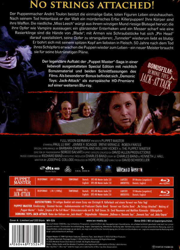 Puppet Master 1 - Unrated / Demonic Toys: Jack Attack - Uncut Mediabook Edition  (blu-ray) (A) Puppet Master 1 - Unrated / Demonic Toys: Jack Attack - Uncut Mediabook Edition  (blu-ray) (A)